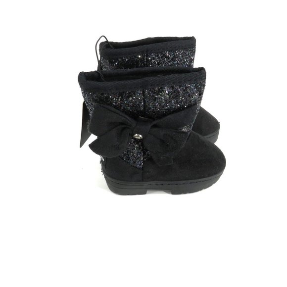bebe Other - Bebe Toddler Girl Glitter Bow Faux Fur Lined Pull On Boot Size 6 NWT $48